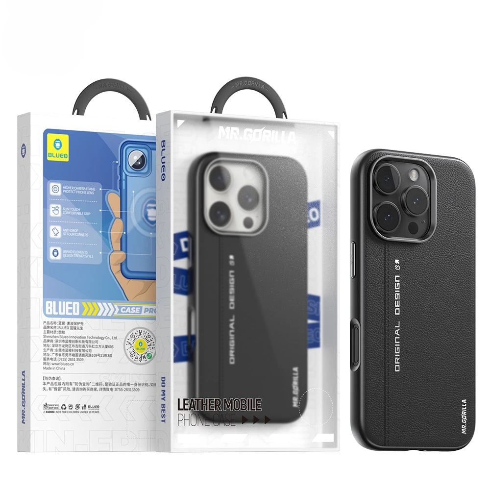 Blueo 16 Pro Max Siyah Premium Leather Deri Magnetic Telefon Kılıfı - Görsel 3