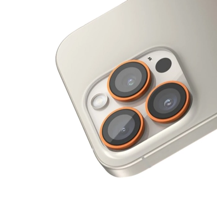 Blueo iP 15 Pro Max Original metal frame Lens Koruma Turuncu
