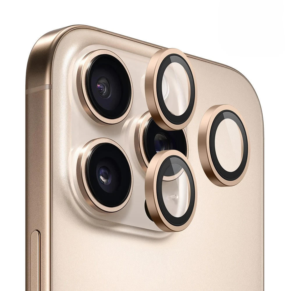 Blueo 16 Pro Max / 16 Pro Altın/Gold Titanyum Anti-Reflective Aplikatörlü Lens Koruyucu - Görsel 2