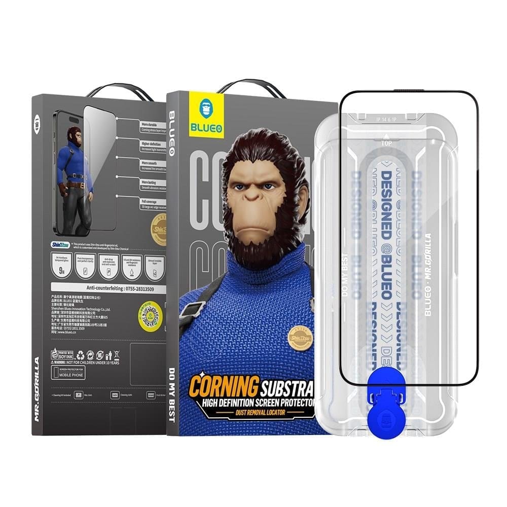 Blueo Corning Gorilla Cam Anti-Static Ekran Koruyucu Aplikatörlü Siyah iP15pro