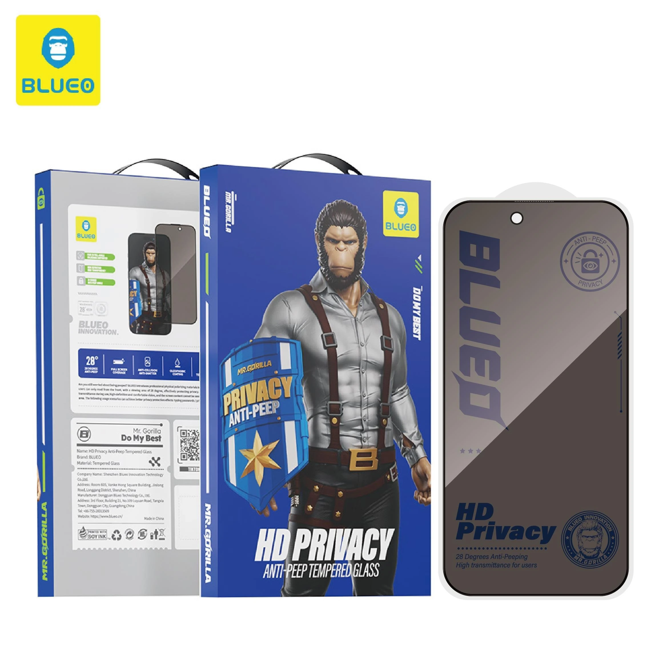 Blueo Anti-Peep Privacy iPhone 17/17 Pro Uyumlu Hayalet Full Cam Ekran Koruyucu Göz Yormayan HD Görüntü