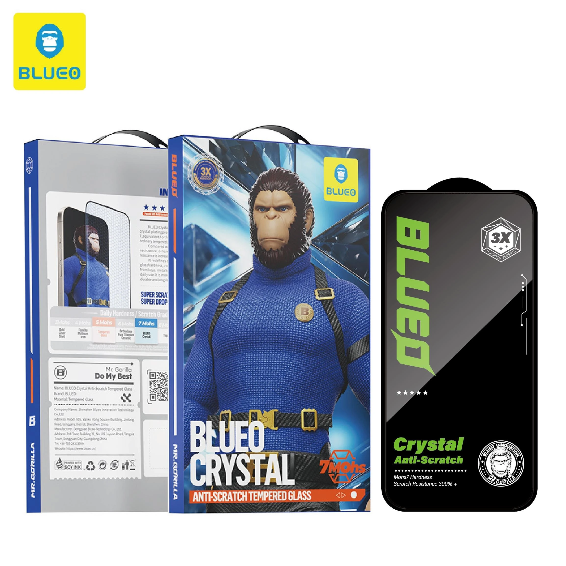 Blueo Crystal Anti-Stratch iPhone 17 Pro Max Uyumlu 7 MOhs Sertlik 3 Kat Çizilmeye Dayanıklı HD Cam Ekran Koruyucu