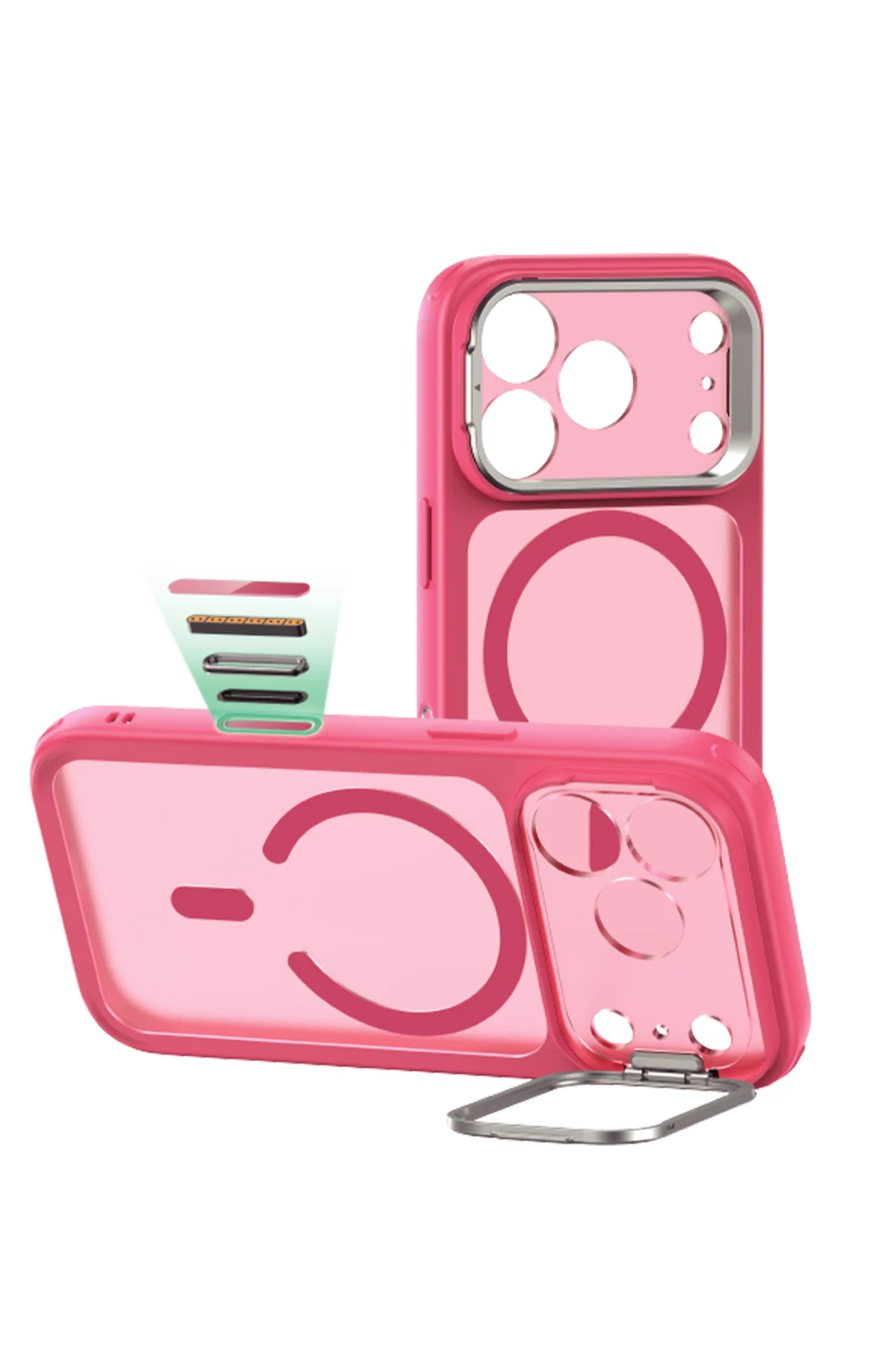 ESR Apple iPhone 17 Pro Classic Hybrid MagSafe Standlı Kapak - Pembe - Görsel 2