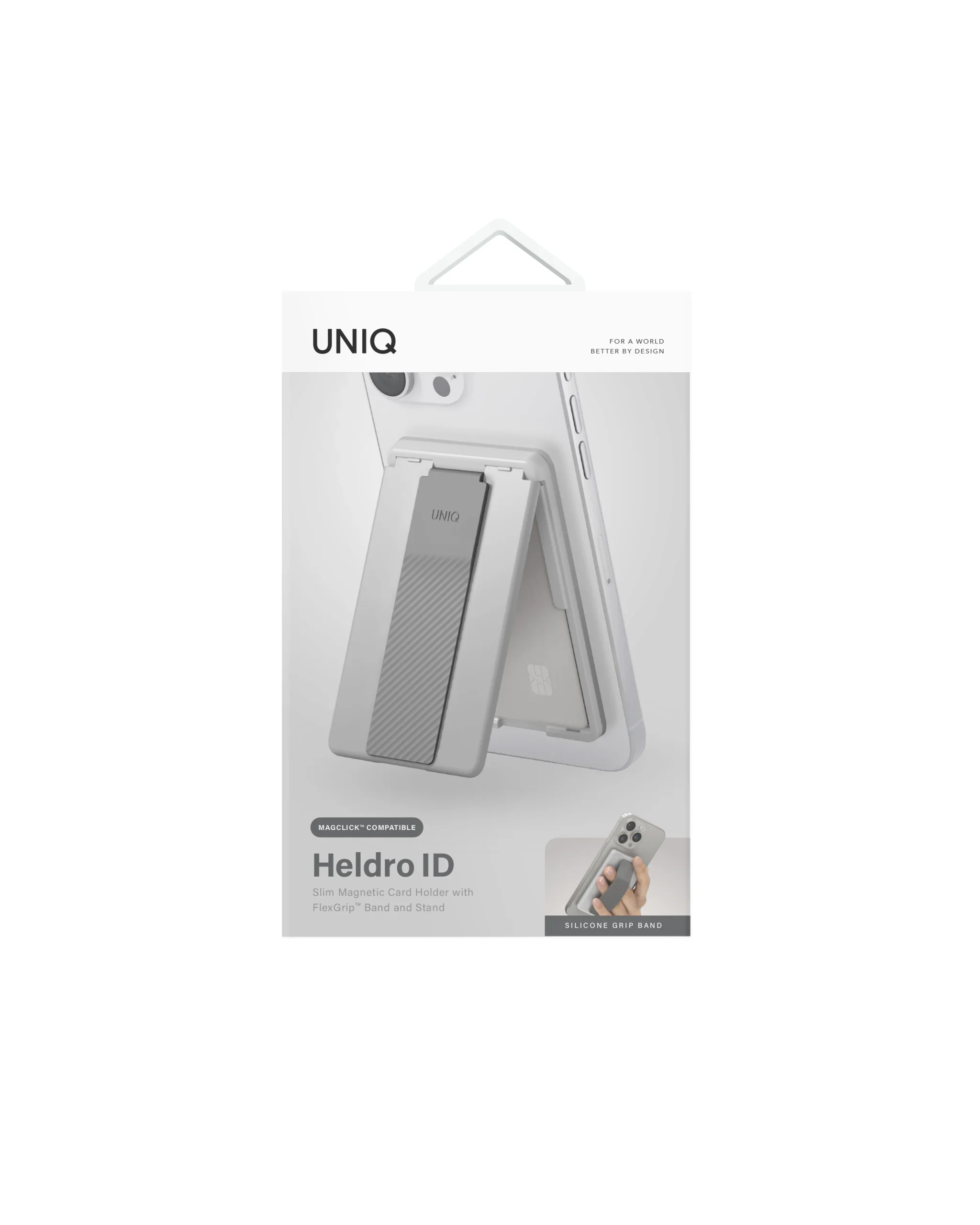 Uniq Heldro ID Manyetik Kartlıklı Kaydırmaz Stand - Gri