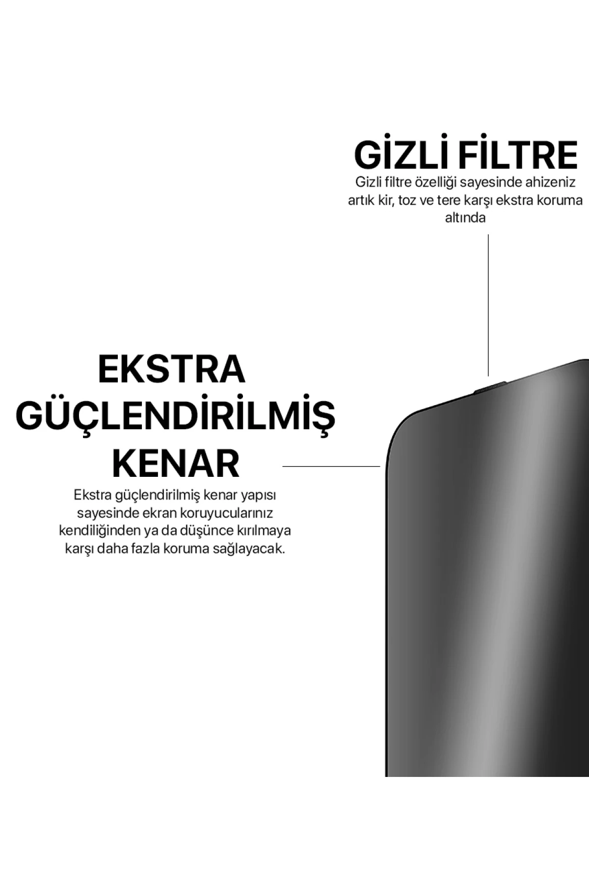 G-NEXT APARATLI Apple iPhone 14 Pro Max Uyumlu G-FORCE ULTRA STRONG PRIVACY Serisi Hayalet Ekran Koruyucu - Görsel 2