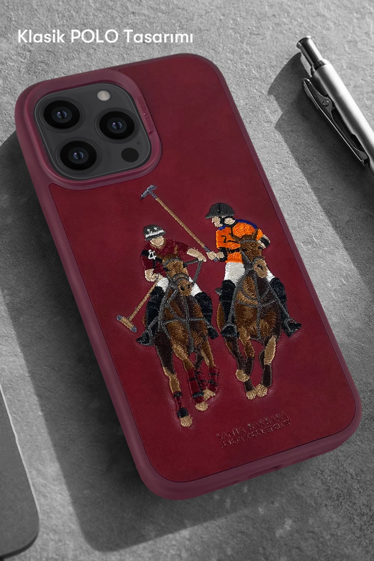 Santa Barbara Polo Racquet Club iPhone 13 Pro Jockey Deri Kapak - Kahverengi - Görsel 4