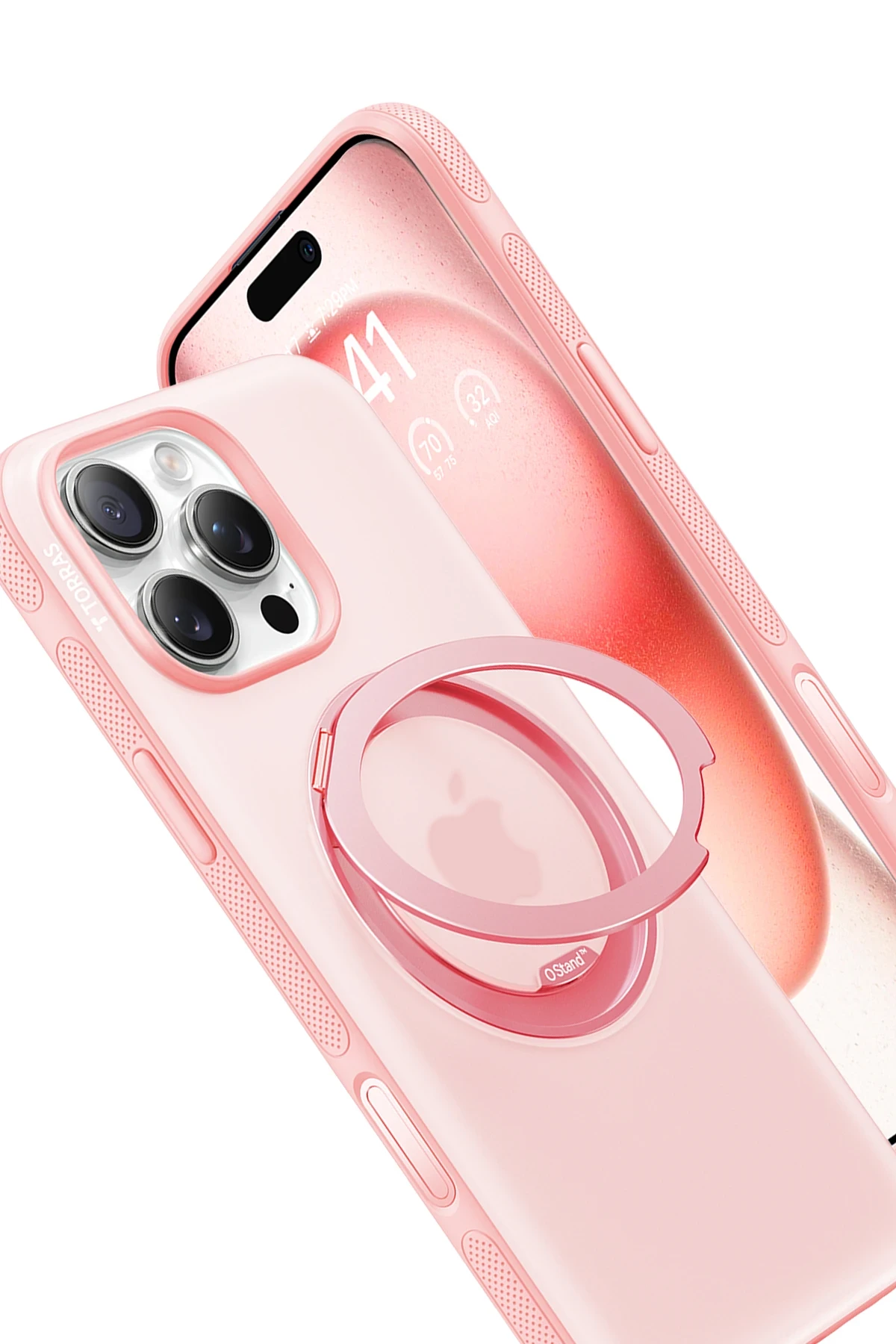 Torras Apple iPhone 16 Pro Max O Stand R Fitness Serisi MagSafe Kılıf - Pembe - Görsel 3