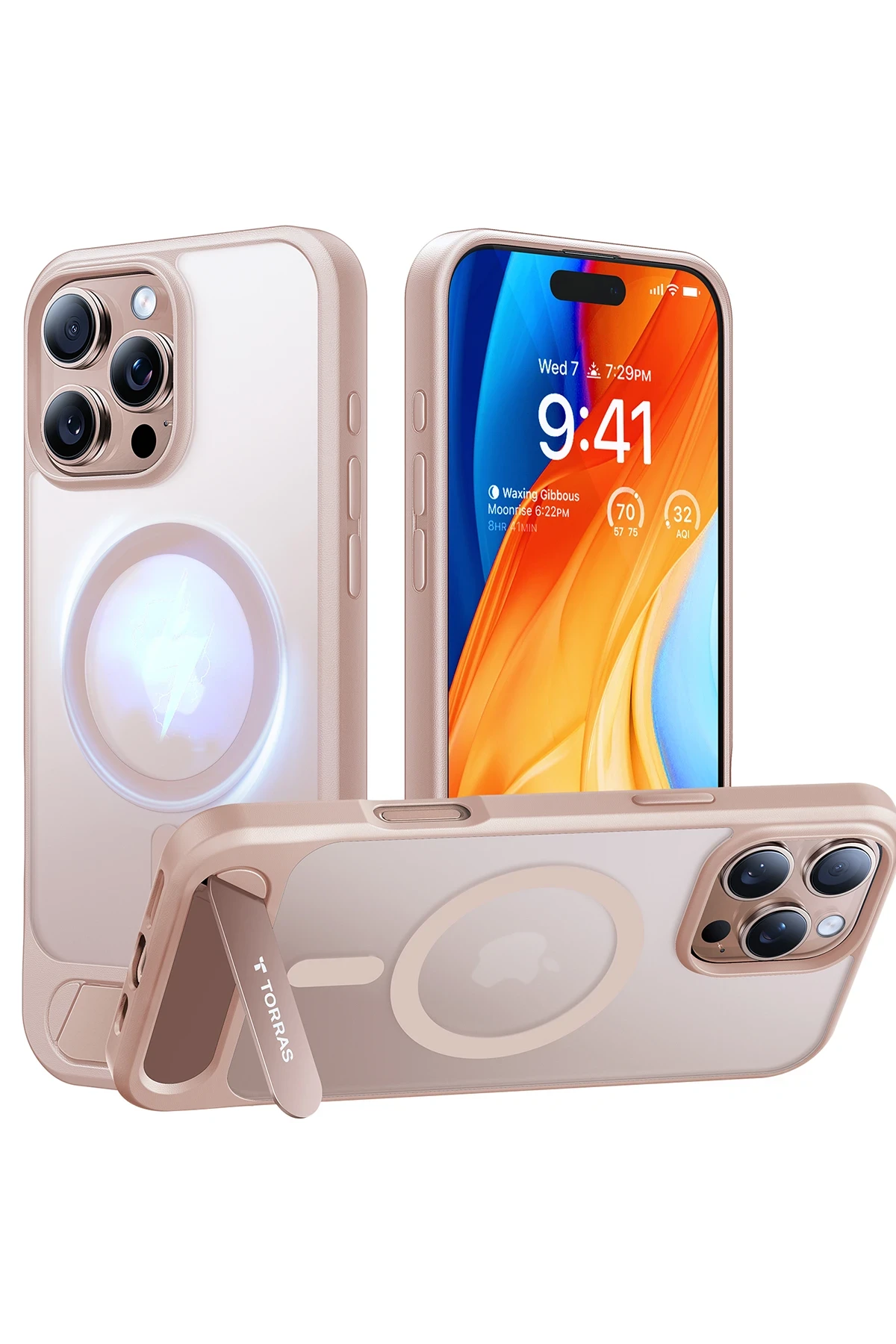 Torras Apple iPhone 16 Pro P Stand Serisi MagSafe Kılıf - Çöl Titanyum