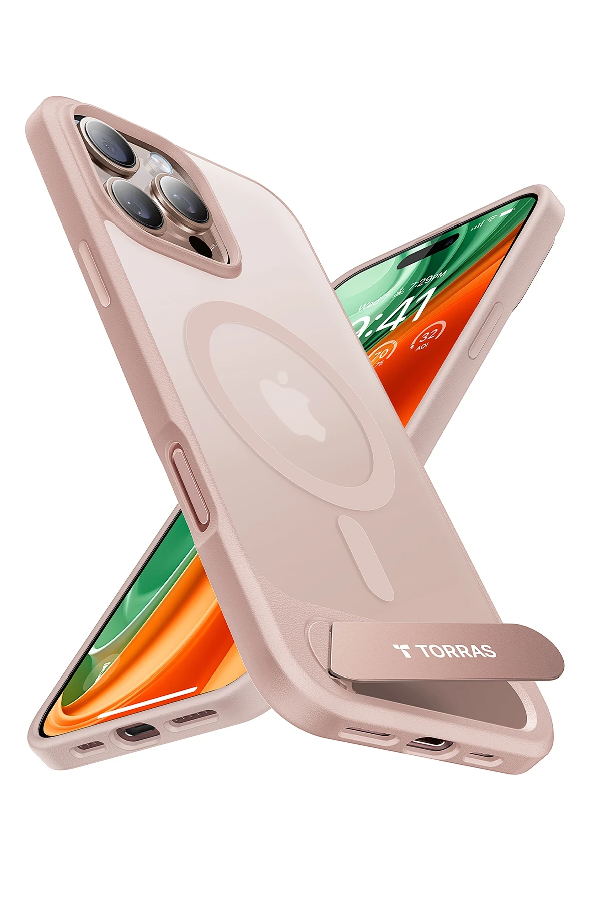 Torras Apple iPhone 16 Pro P Stand Serisi MagSafe Kılıf - Çöl Titanyum - Görsel 4