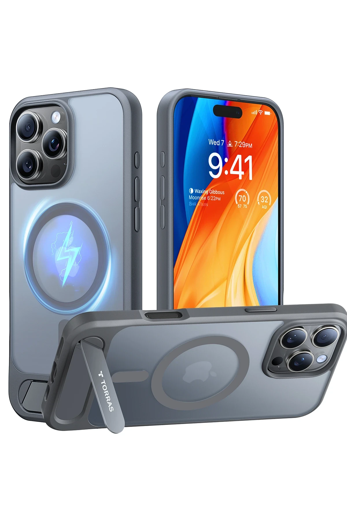 Torras Apple iPhone 16 Pro Max P Stand Serisi MagSafe Kılıf - Titan Gri - Görsel 3