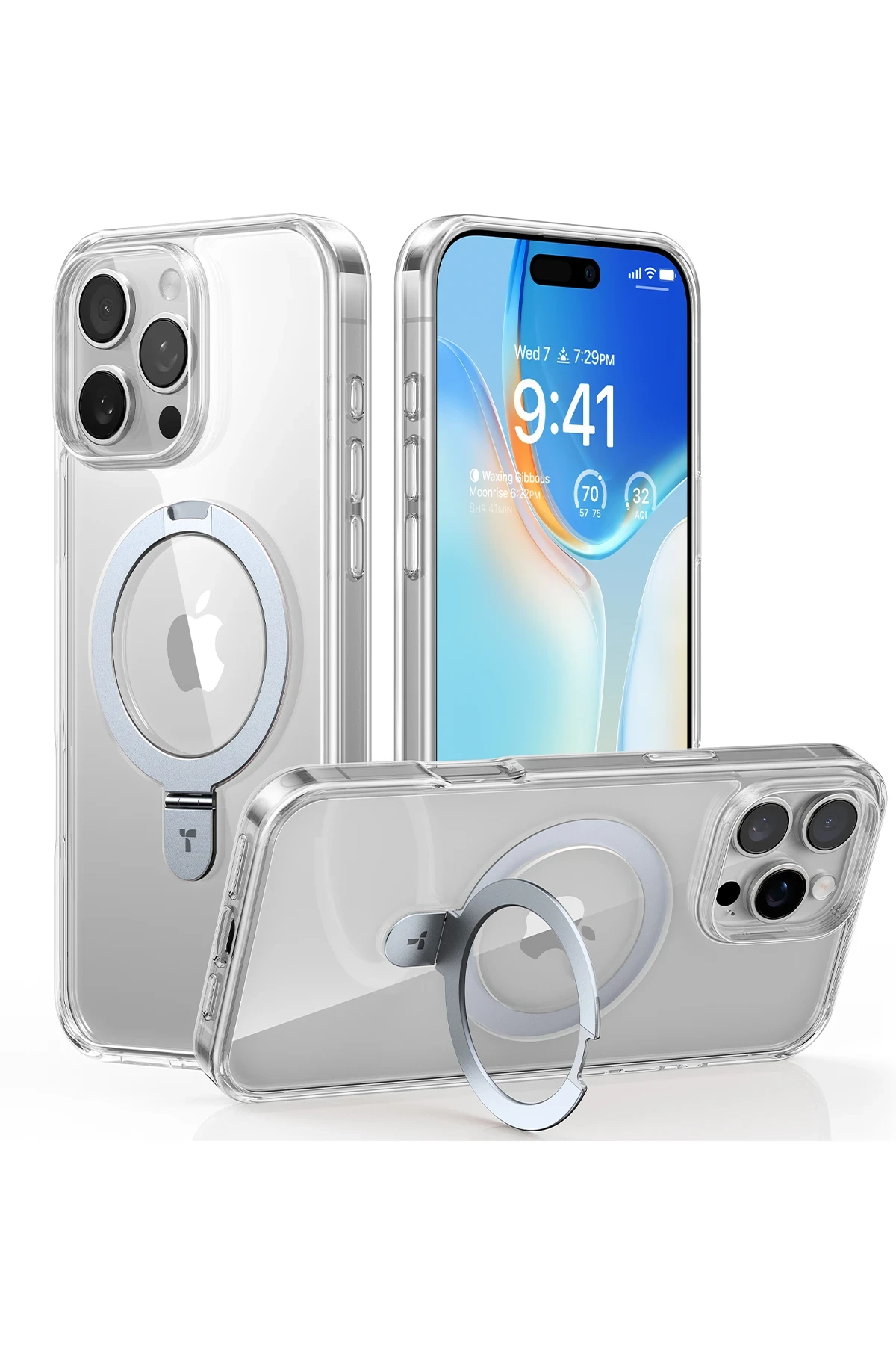Torras Apple iPhone 16 Pro O Stand Serisi MagSafe Kılıf - Şeffaf - Görsel 2
