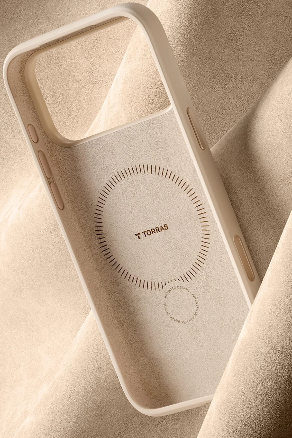 Torras Apple iPhone 17 Pro Max O Stand Spin Silicone Serisi MagSafe Kılıf - Krem - Görsel 4