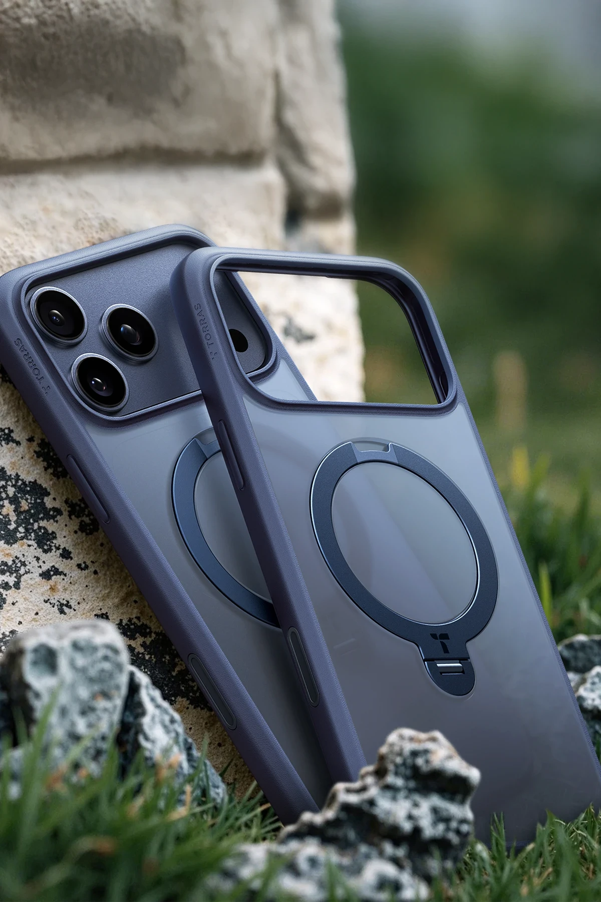 Torras Apple iPhone 17 Pro O Stand Spin Serisi MagSafe Kılıf - Lacivert - Görsel 4
