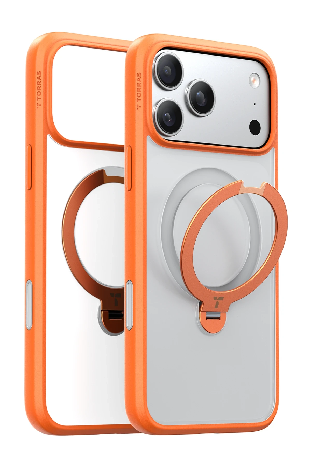Torras Apple iPhone 17 Pro O Stand Spin Serisi MagSafe Kılıf - Turuncu - Görsel 2