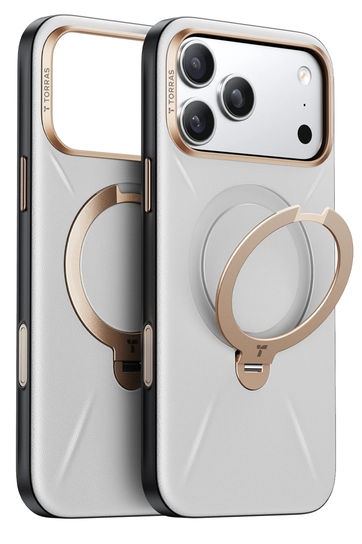 Torras Apple iPhone 17 Pro Max O Stand Spin VegSkin Serisi MagSafe Kılıf - Gri - Görsel 2