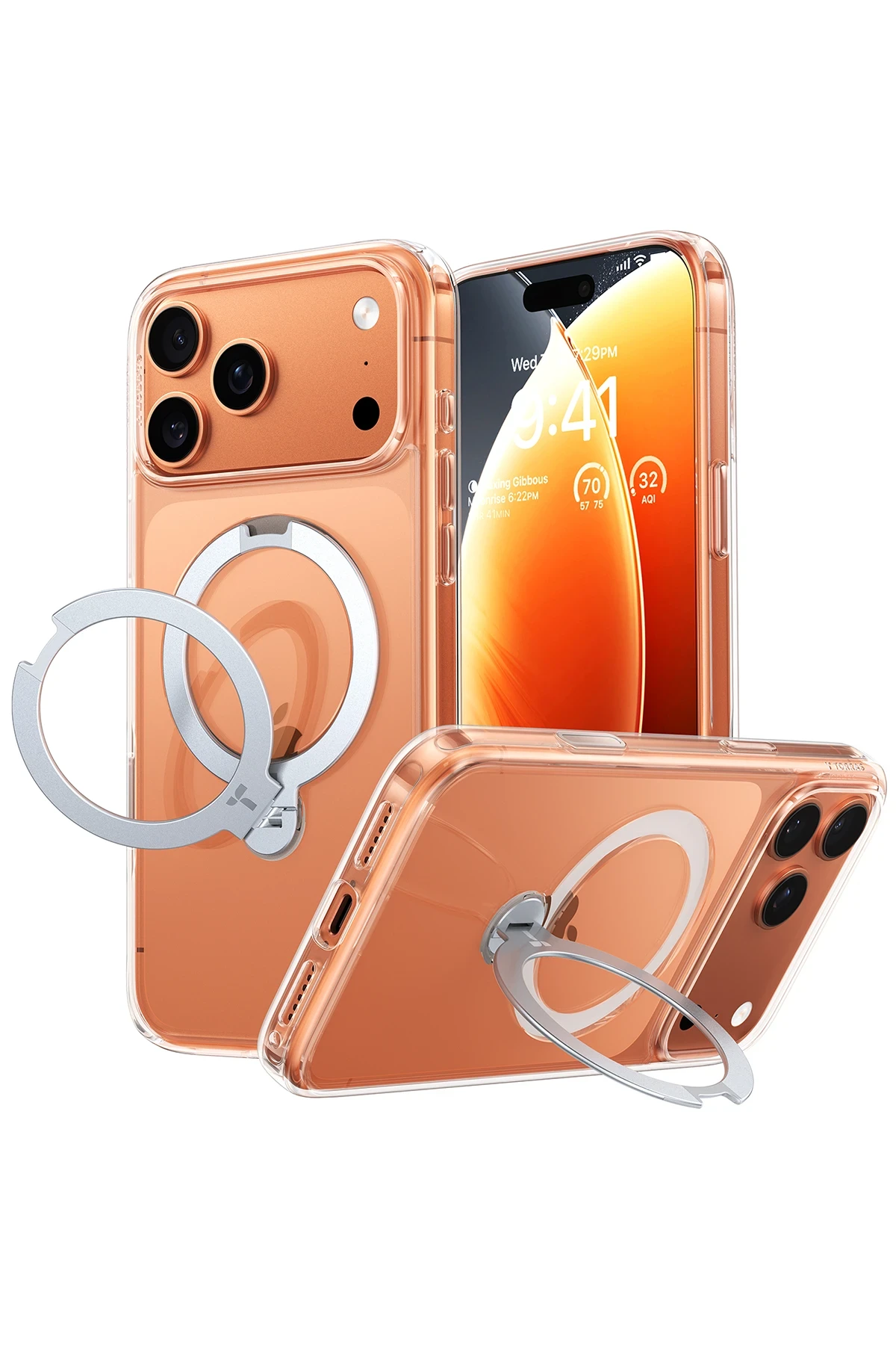 Torras Apple iPhone 17 Pro O Stand Spin Serisi MagSafe Kılıf - Şeffaf - Görsel 2