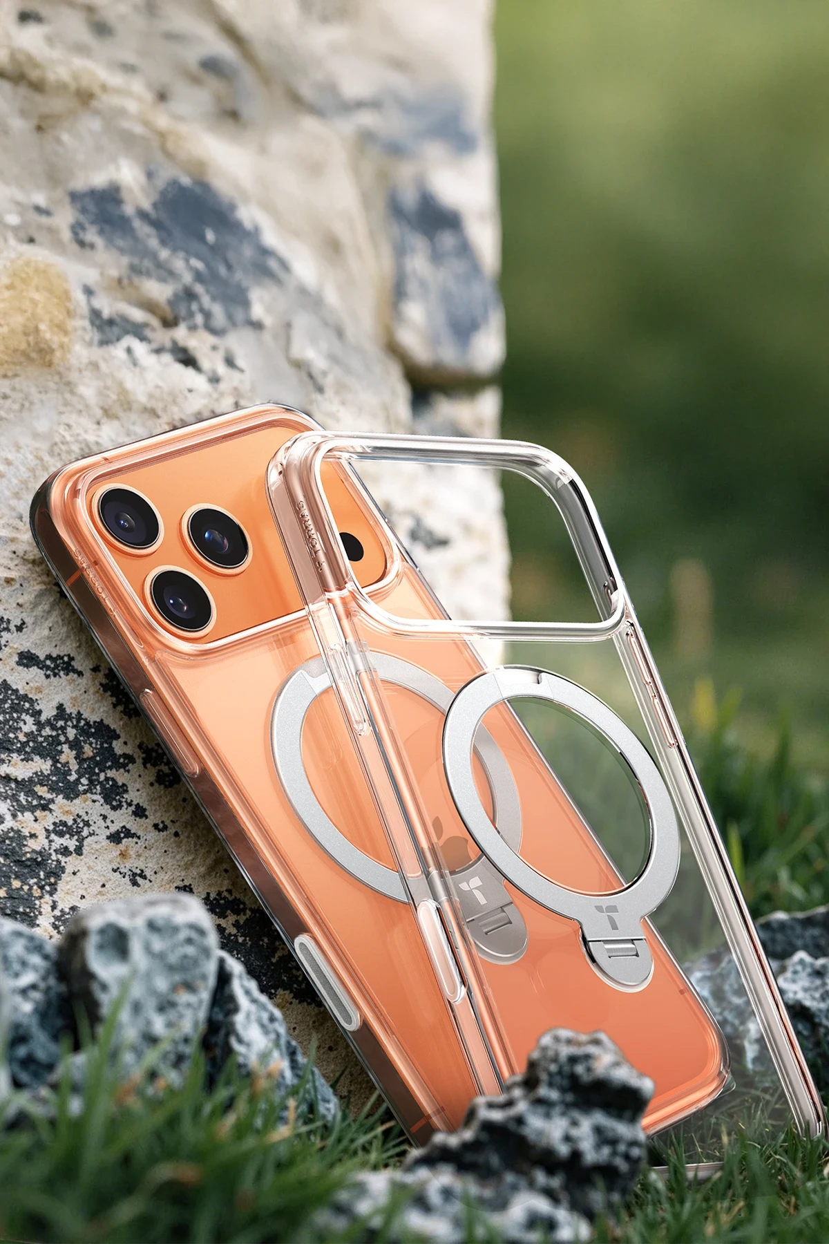 Torras Apple iPhone 17 Pro O Stand Spin Serisi MagSafe Kılıf - Şeffaf - Görsel 4
