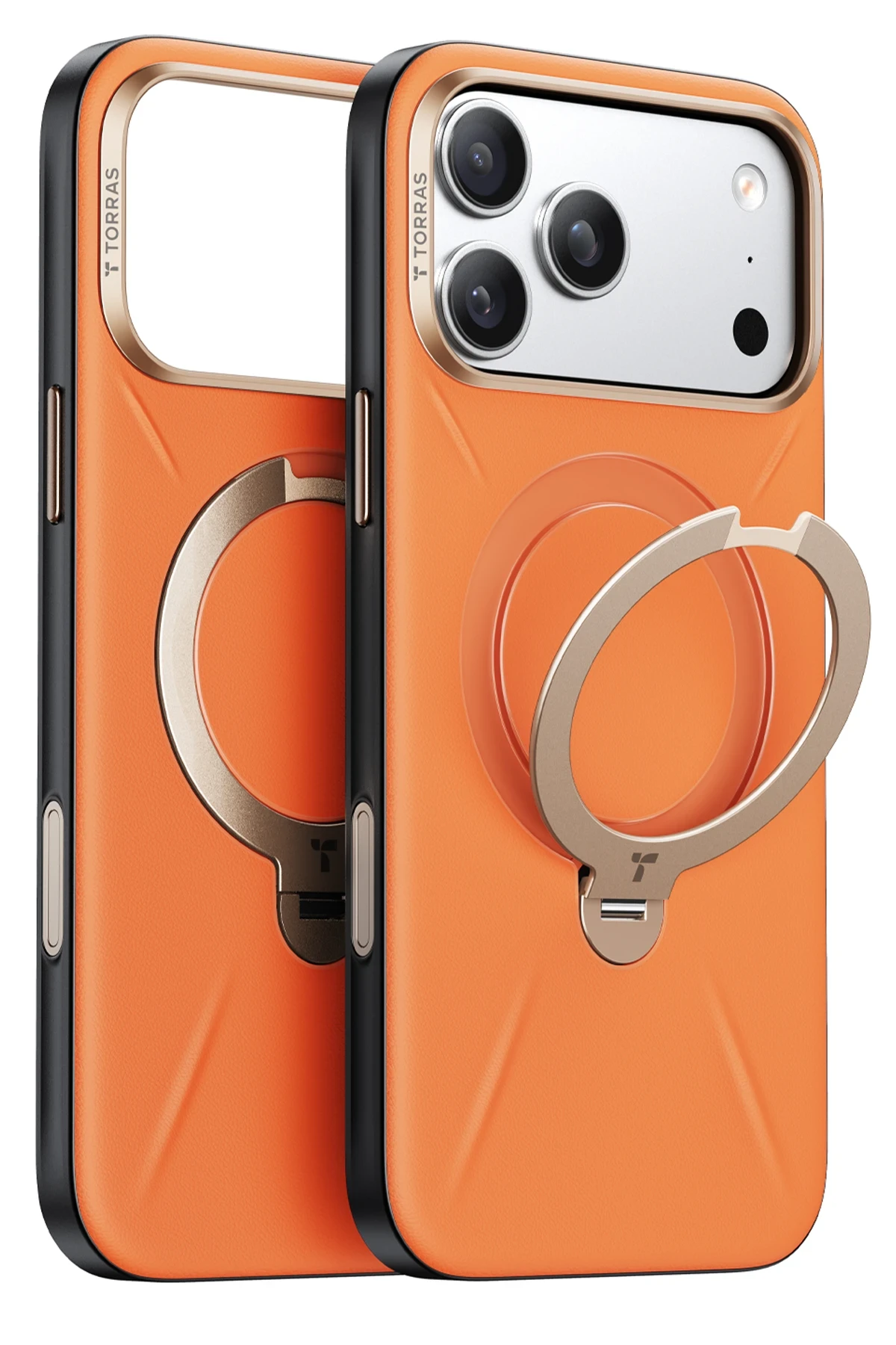 Torras Apple iPhone 17 Pro O Stand Spin VegSkin Serisi MagSafe Kılıf - Turuncu - Görsel 2