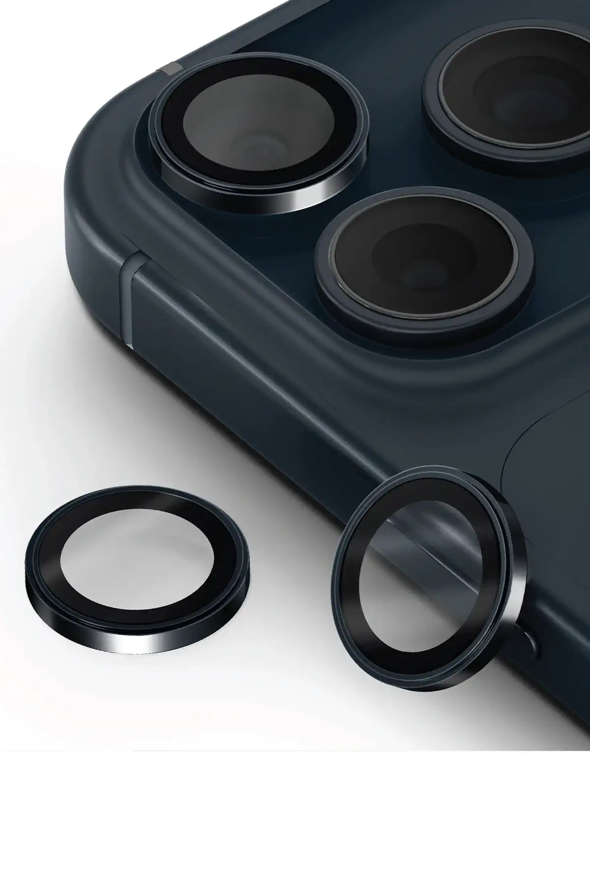 Blueo 99.99 Gerçek Sapphire Titanium iPhone 17 Pro/17 Pro Max Lens Koruyucu Lacivert - Görsel 3