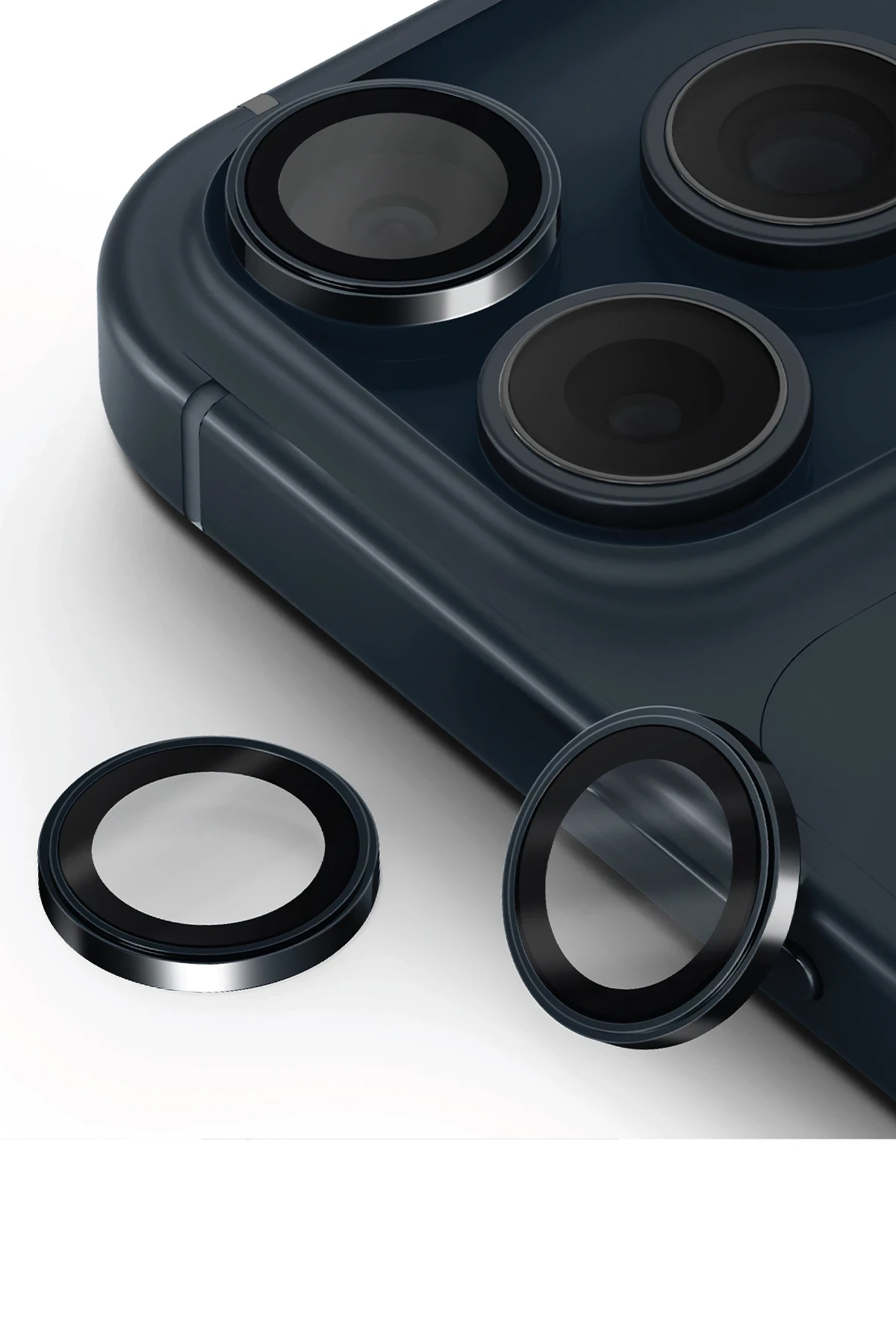 Uniq iPhone 17 Pro Max Optix Çelik Çerçeveli Sapphire Kamera Lens Koruyucu - Lacivert - Görsel 2