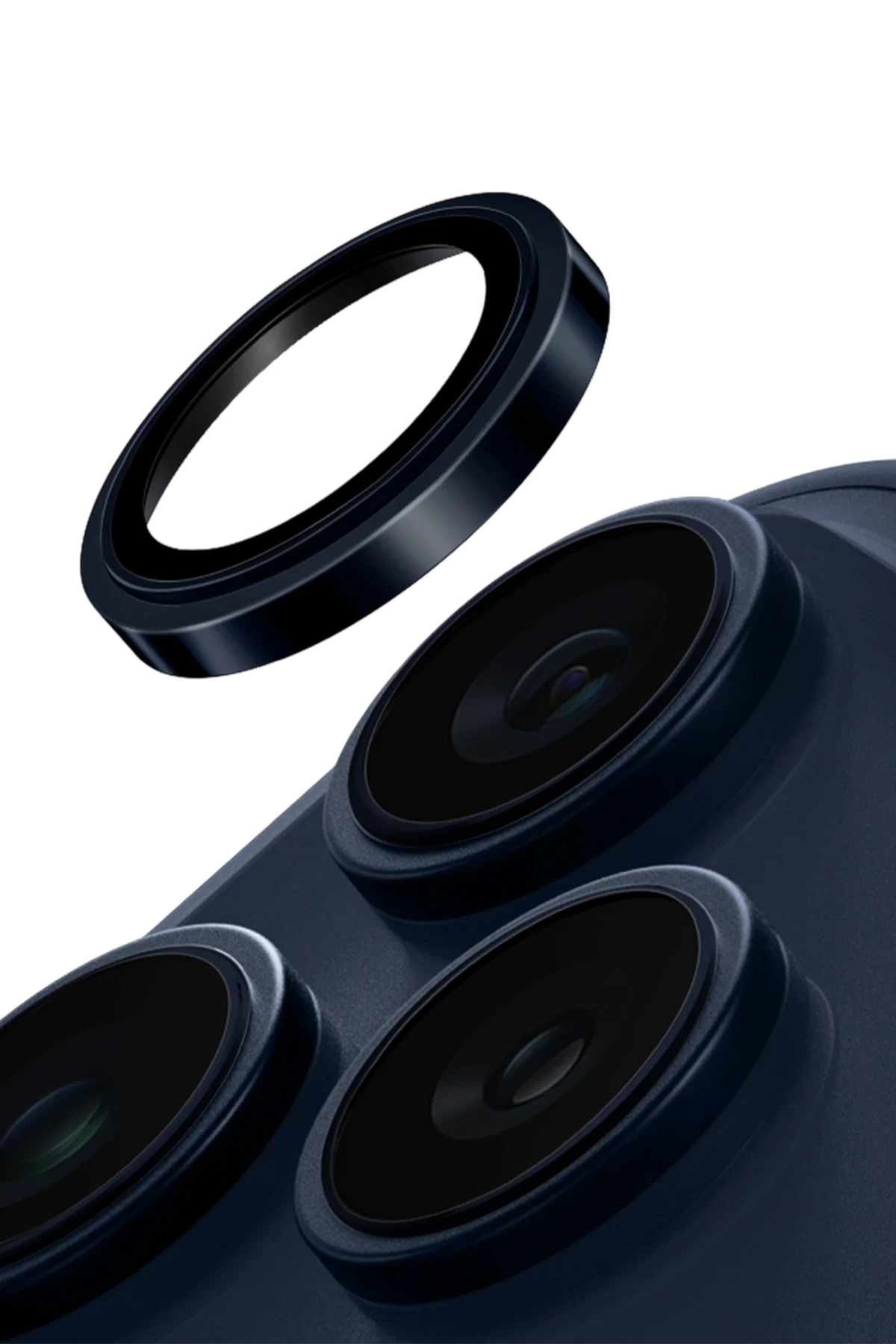 Uniq iPhone 17 Pro Max Optix Çelik Çerçeveli Sapphire Kamera Lens Koruyucu - Lacivert