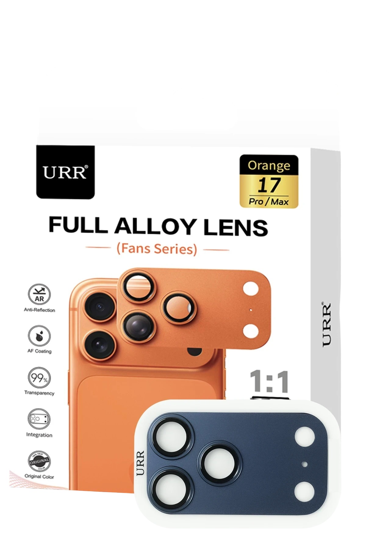 URR Apple iPhone 17 Pro Max Fans Series Full Alloy Kamera Lens Koruyucu - Mavi